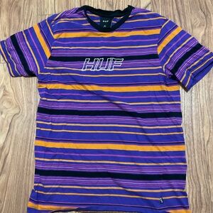 Huf striped purple orange short sleeve